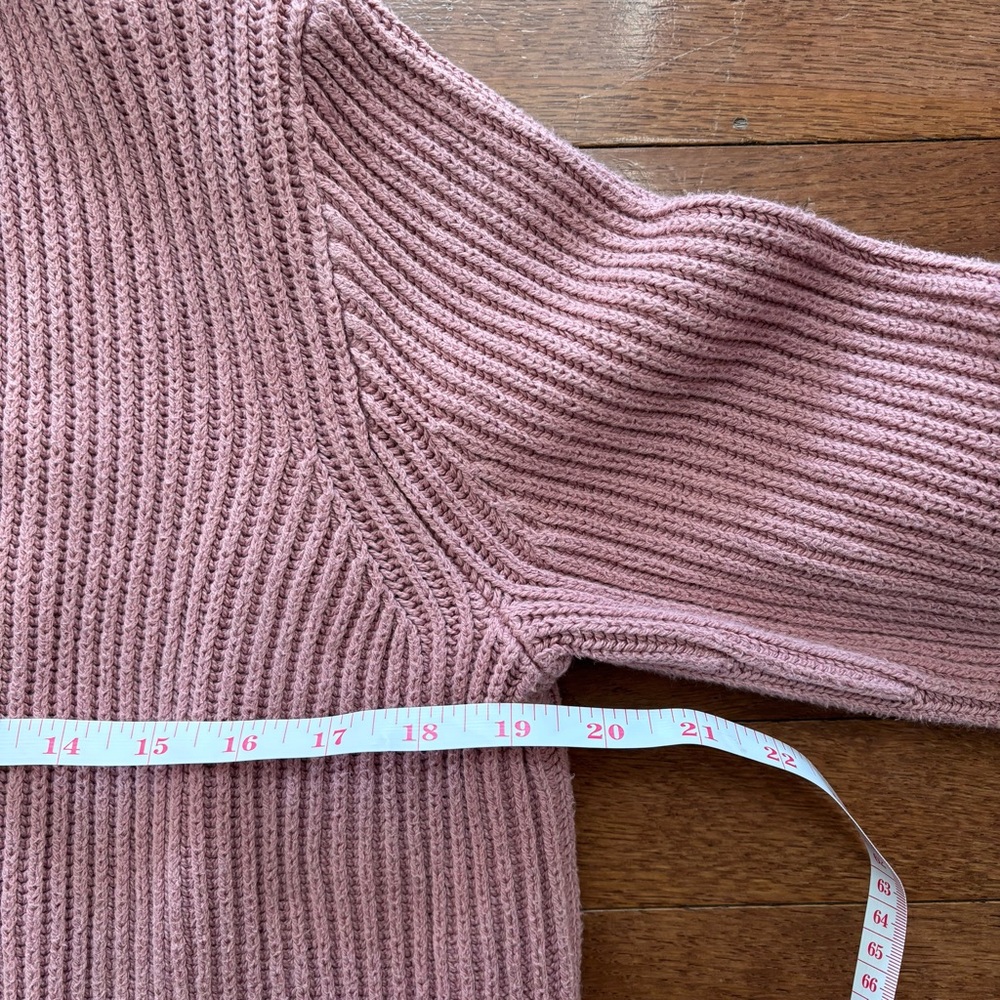 Madewell Mauve Open Front Ribbed Cardigan with Front Pockets - Picture 3 of 5